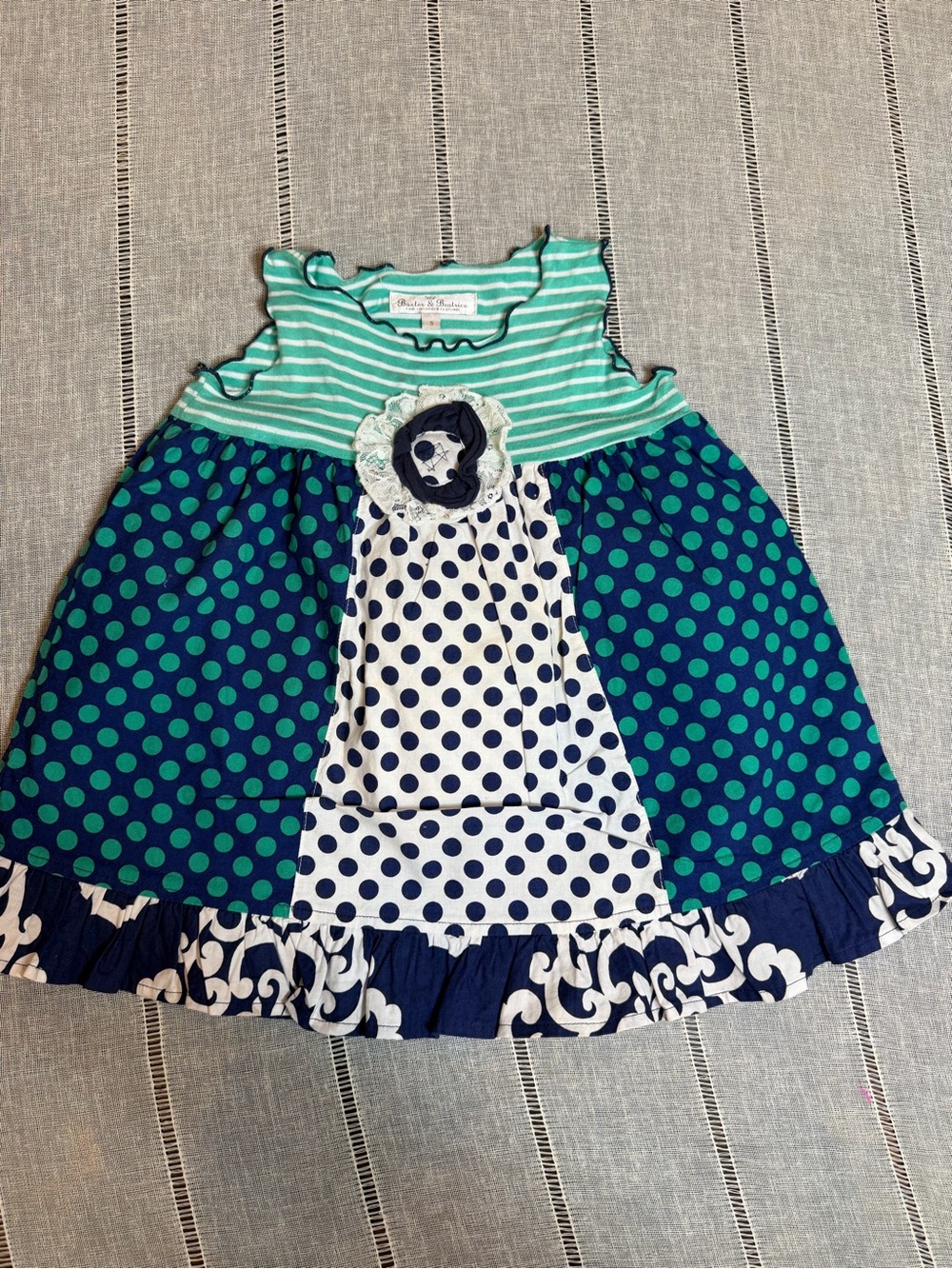 Baxter & Beatrice Girls' Blue & Teal Polka Dot Summer Dress size 5 - Picture 2 of 7